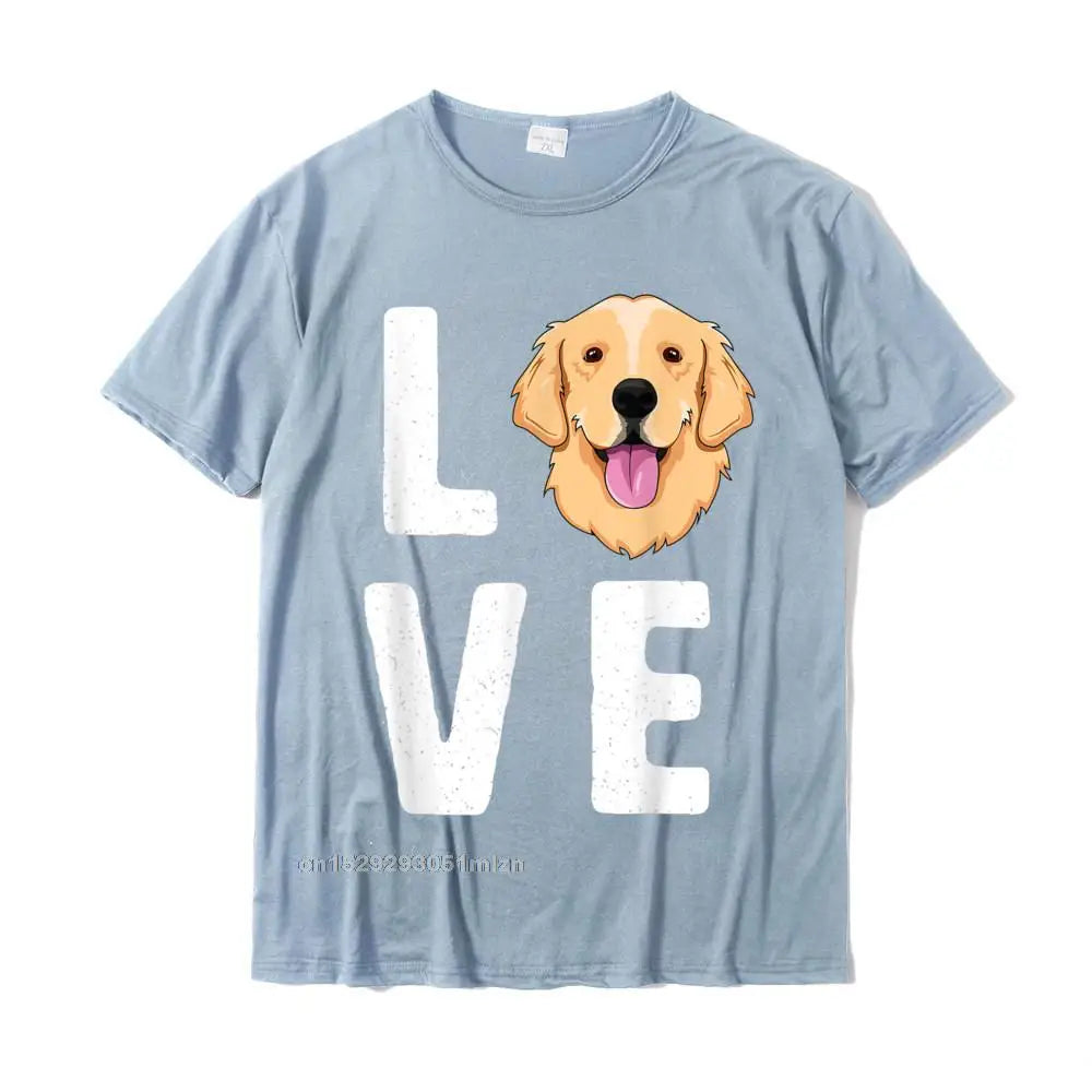 LOVE Golden Retrievers T-Shirt For Women Dog Pet Gift T-Shirt Cool Tops Tees Cotton Mens T Shirt Cool Discount