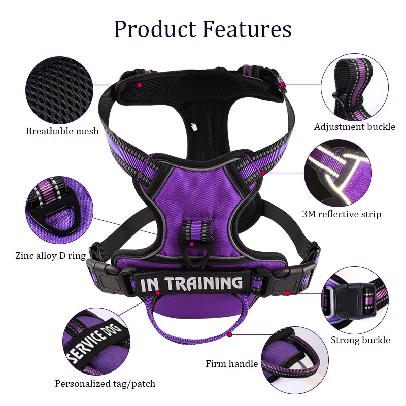 🐕 Personalized Reflective Dog Harness – Comfort & Safety for Dogs of All Sizes!