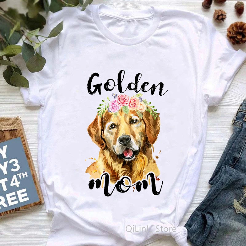 Vintage Floral Golden Retrievers T-SHIRT