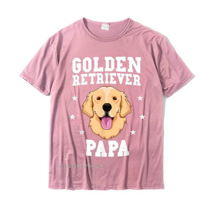 Golden Retriever Papa T-Shirt For Men Grandpa Dog Pet Owner T-Shirt Custom T Shirts Retro Tops Tees Cotton Men's Summer