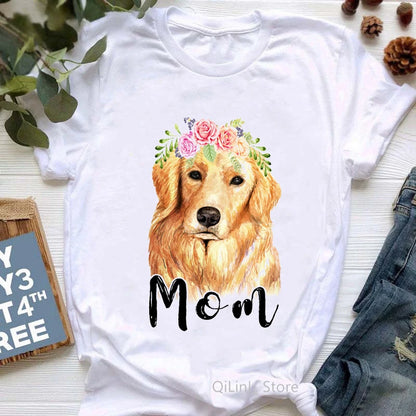 Vintage Floral Golden Retrievers T-SHIRT