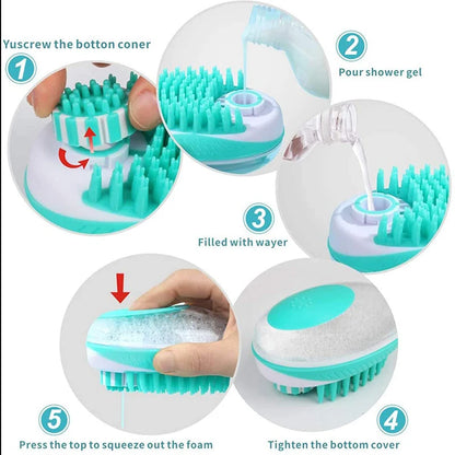 Pet Dog Cat Bath Brush 2-in-1.