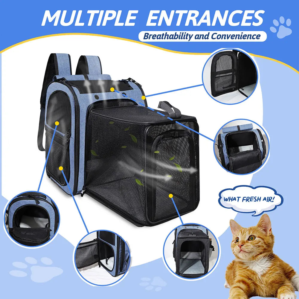 🐾 Expandable Foldable Pet Backpack – Spacious Comfort for Your Pet on the Go!