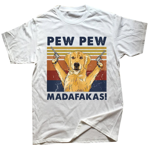 🐶 Vintage Golden Retriever “Pew Pew Madafakas” Tee – Perfect for Dog Lovers! 🐶