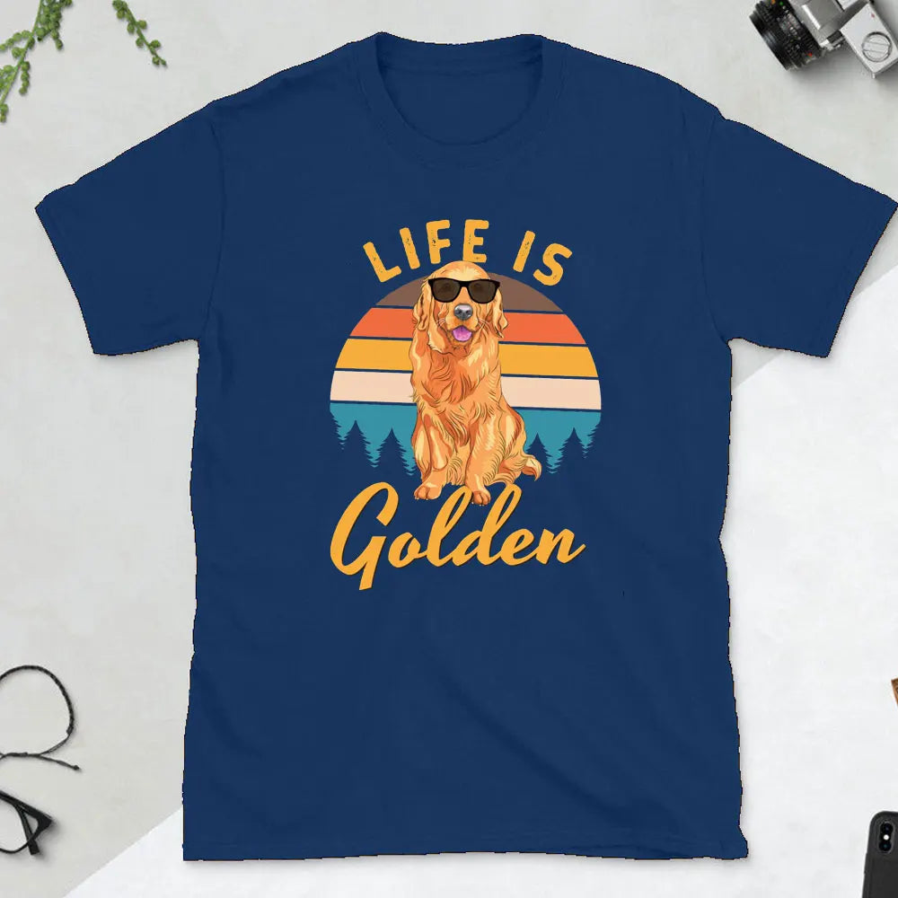 Golden Retriever Gift T-shirt Life Is Golden Dog Man Gift Dog Dad TShirt Father's Day Gift for Golden Retriever Lovers Tops