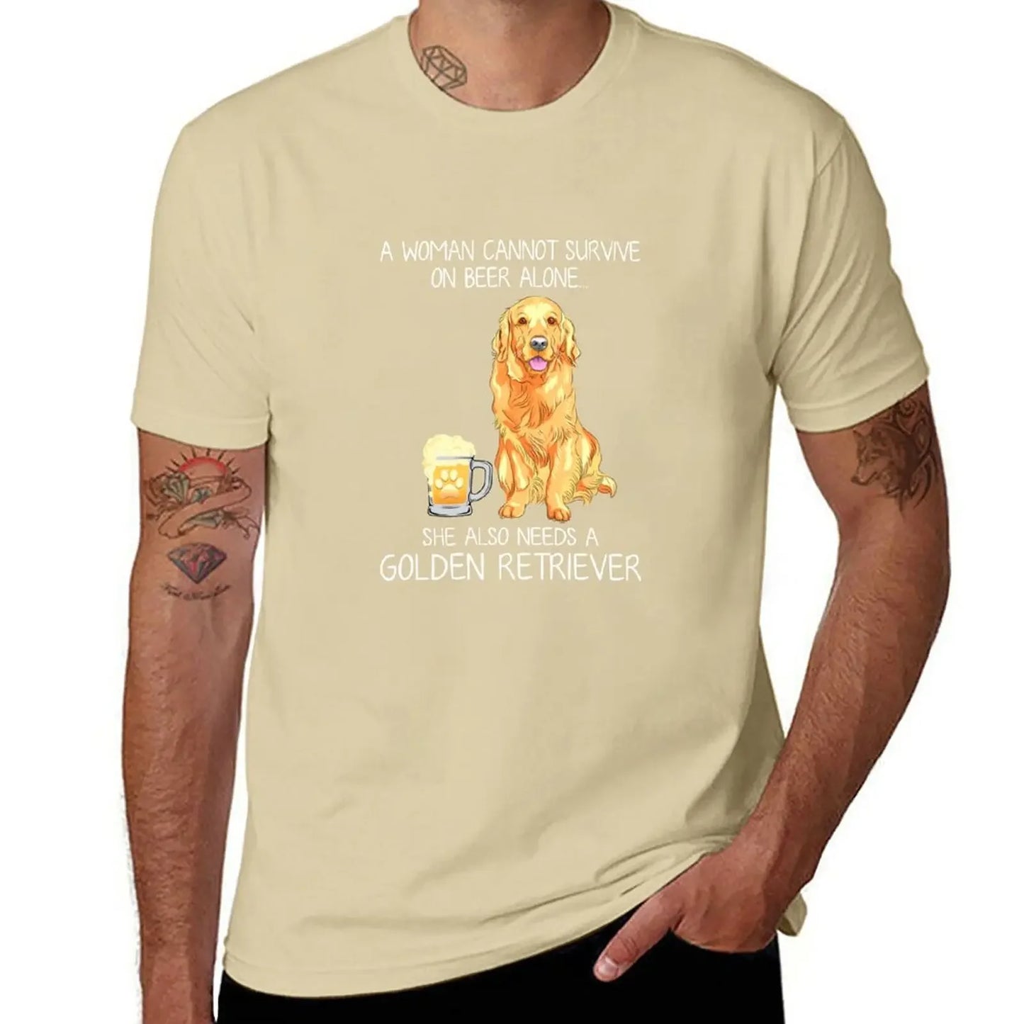 graphic funny t shirt plai mens vintage t shirts New Golden Retriever Mom and Beer Funny dog gift T-Shirt clothing oversized new