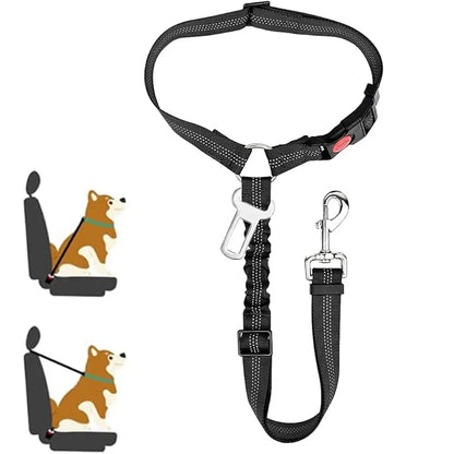 2-in-1 Adjustable Reflective Dog Car Seatbelt & Headrest Restraint