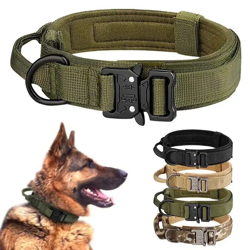 🐕 Tactical Dog Collar with Metal Buckle – Built for Strength and Comfort!