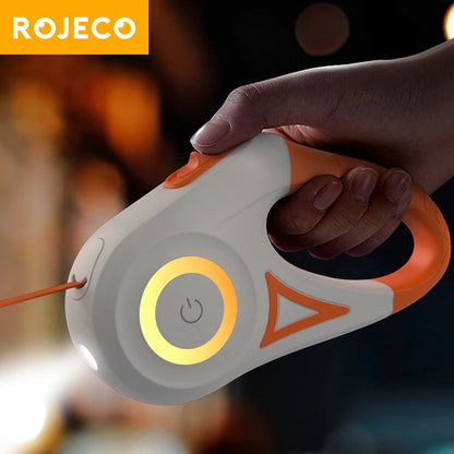 🌟 ROJECO Automatic Retractable Dog Leash with LED Light – Fashionable, Functional, and Safe!