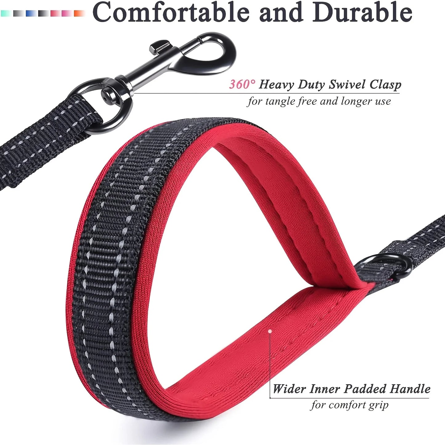 Long Traffic Padded Two Handle Heavy Duty Double Handle Nylon Dog Leash For Training Control