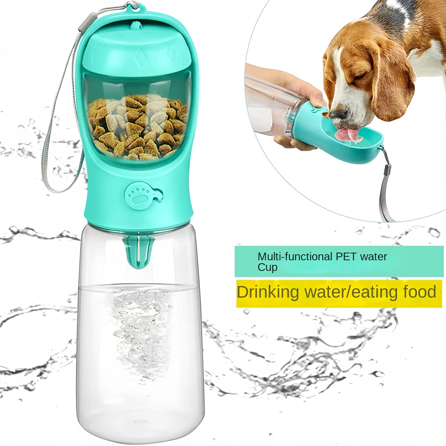 💧 Portable Pet Water Bottle with Food Dispenser – Hydration and Nutrition On the Go!