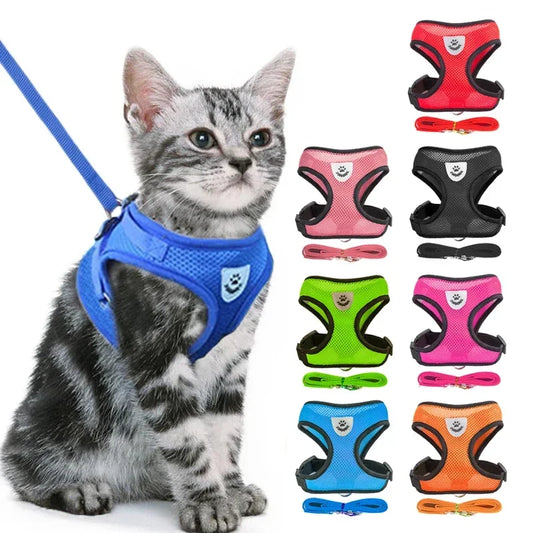 🐾 Adjustable Cat Harness Vest & Leash Set – Perfect for Cats and Small Dogs!