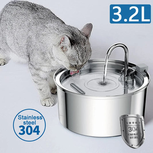 Intelligent Stainless Steel Cat Water Fountain Automatic Drinker.