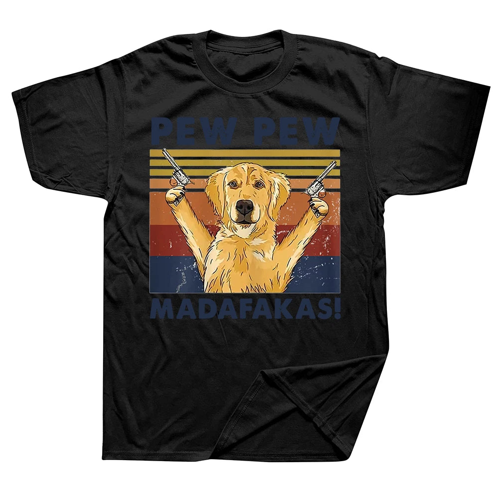 🐶 Vintage Golden Retriever “Pew Pew Madafakas” Tee – Perfect for Dog Lovers! 🐶