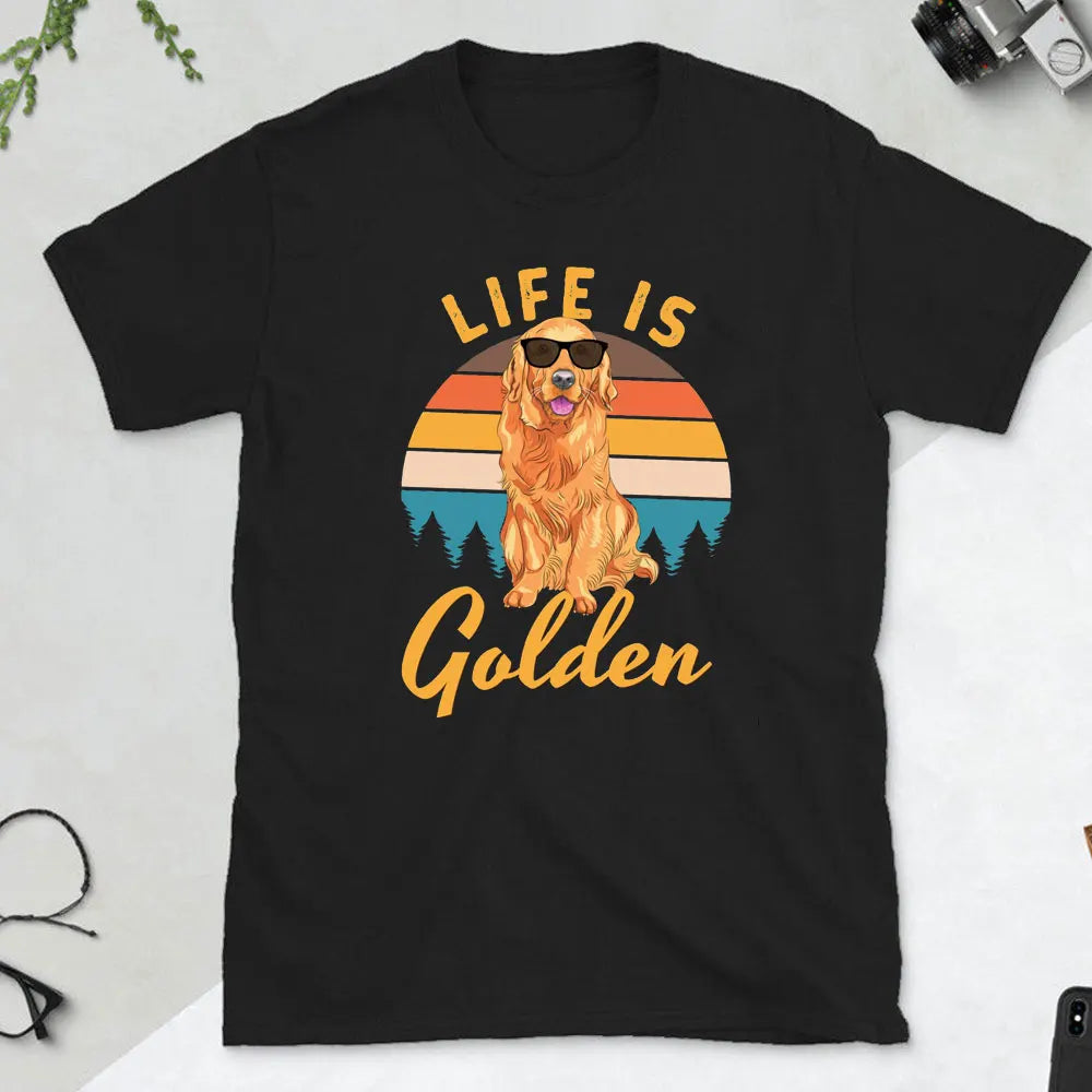 Golden Retriever Gift T-shirt Life Is Golden Dog Man Gift Dog Dad TShirt Father's Day Gift for Golden Retriever Lovers Tops