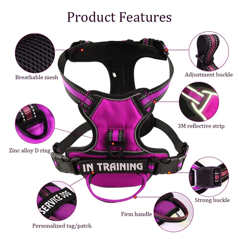 🐕 Personalized Reflective Dog Harness – Comfort & Safety for Dogs of All Sizes!