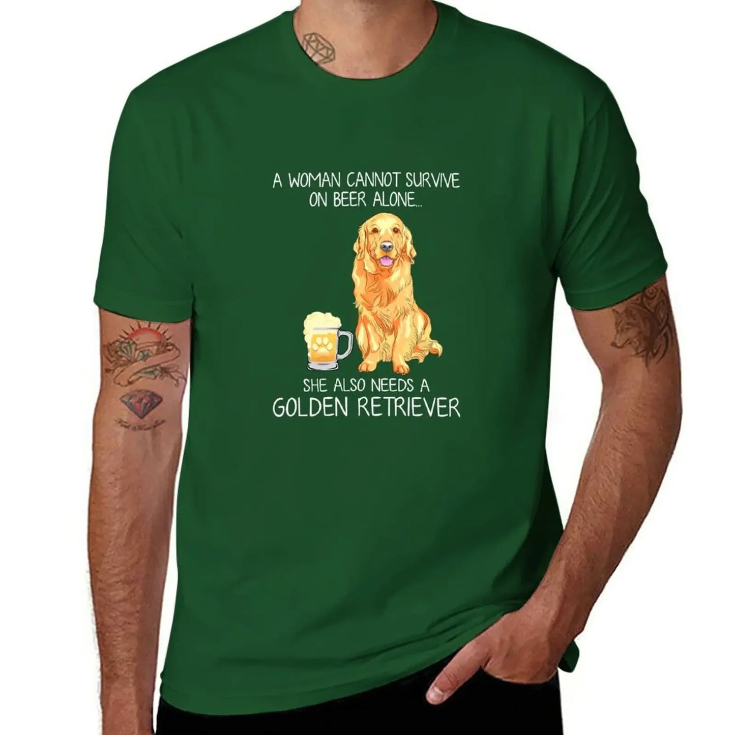 graphic funny t shirt plai mens vintage t shirts New Golden Retriever Mom and Beer Funny dog gift T-Shirt clothing oversized new