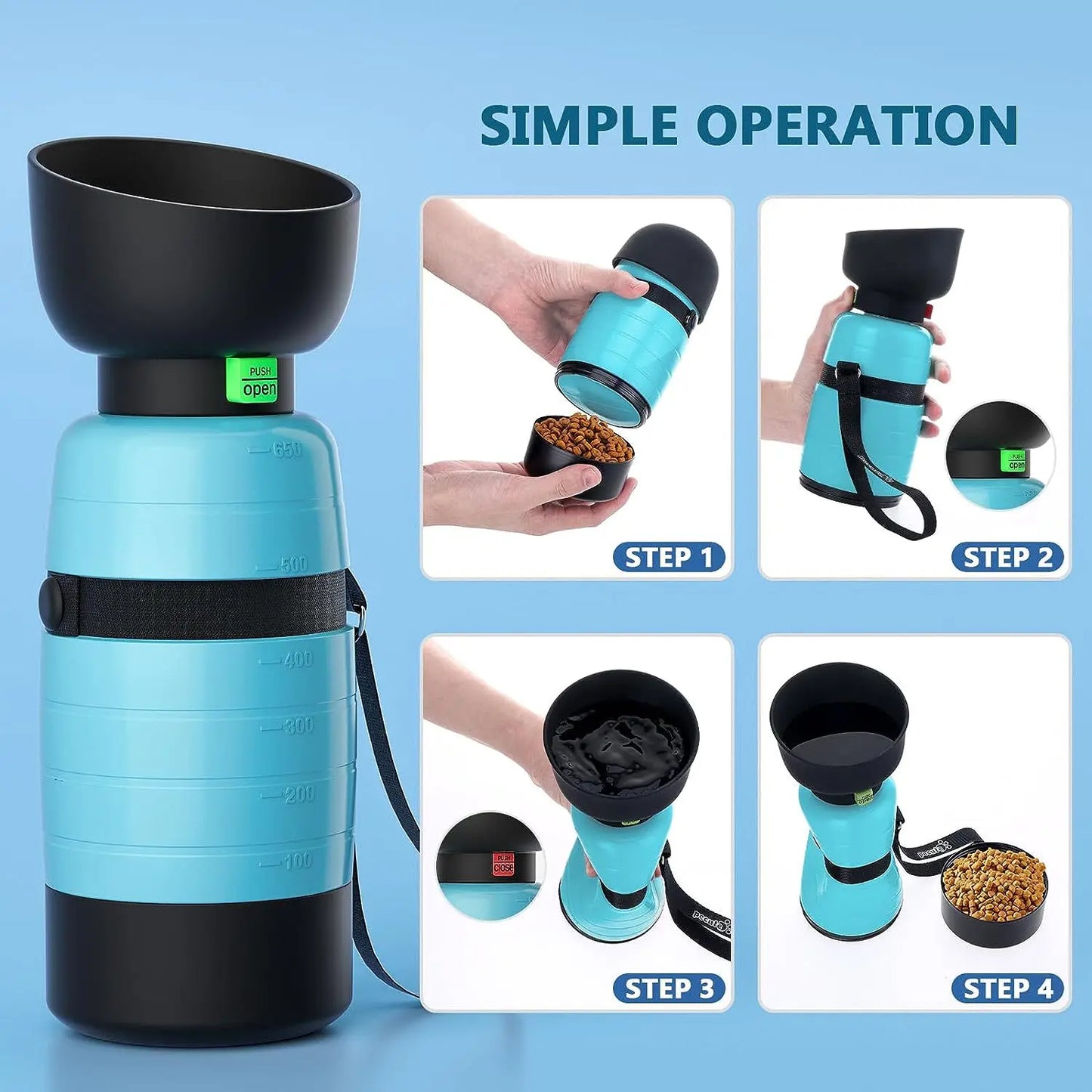 🚶‍♂️ Upgraded Dog Water Bottle – Portable 2-in-1 Water & Food Travel Cup for Pets! 🚶‍♂️