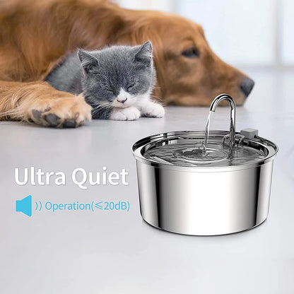 Intelligent Stainless Steel Cat Water Fountain Automatic Drinker.