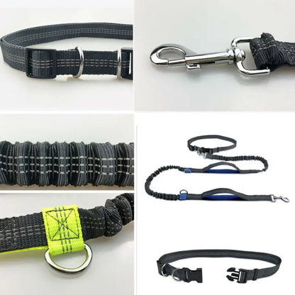 Reflective Hands-Free Dog Running Belt with Elastic Leash