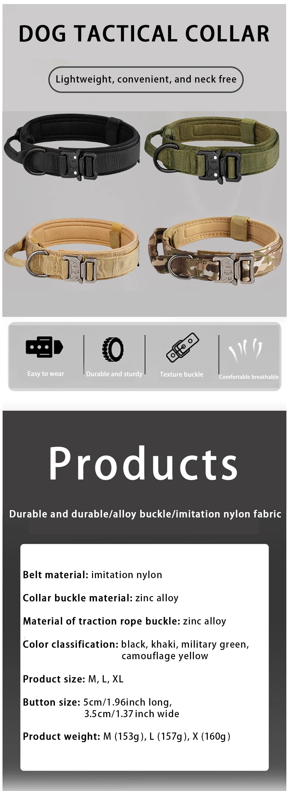 🐕 Tactical Dog Collar with Metal Buckle – Built for Strength and Comfort!